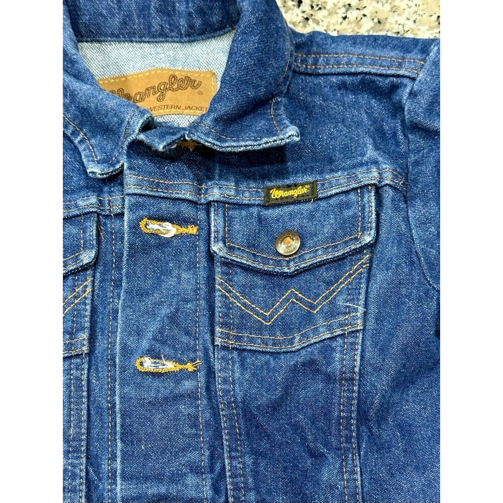 Wrangler Cowboy Cut Unlined Dark Blue Cotton Denim Jacket #84145PW Sz XS/SM Fit - Picture 6 of 12